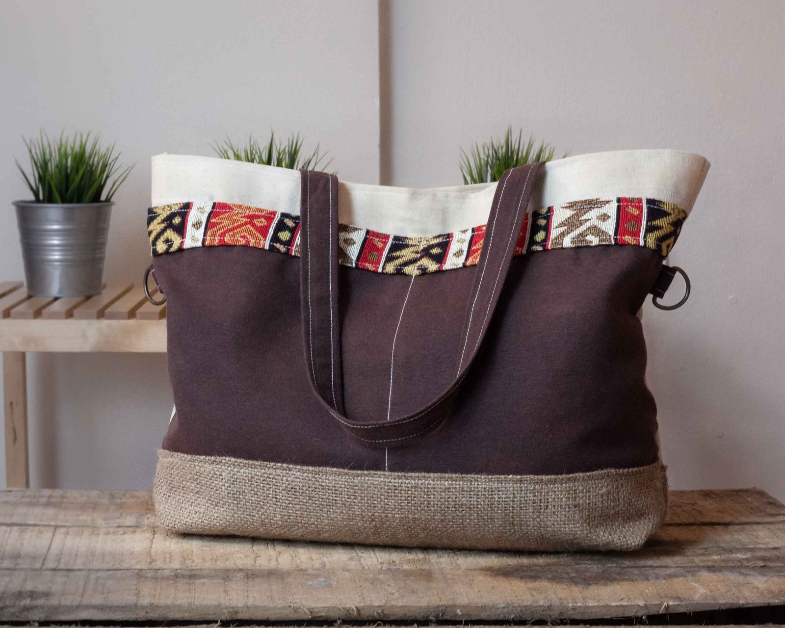 Tote bag en toile à motifs colorés